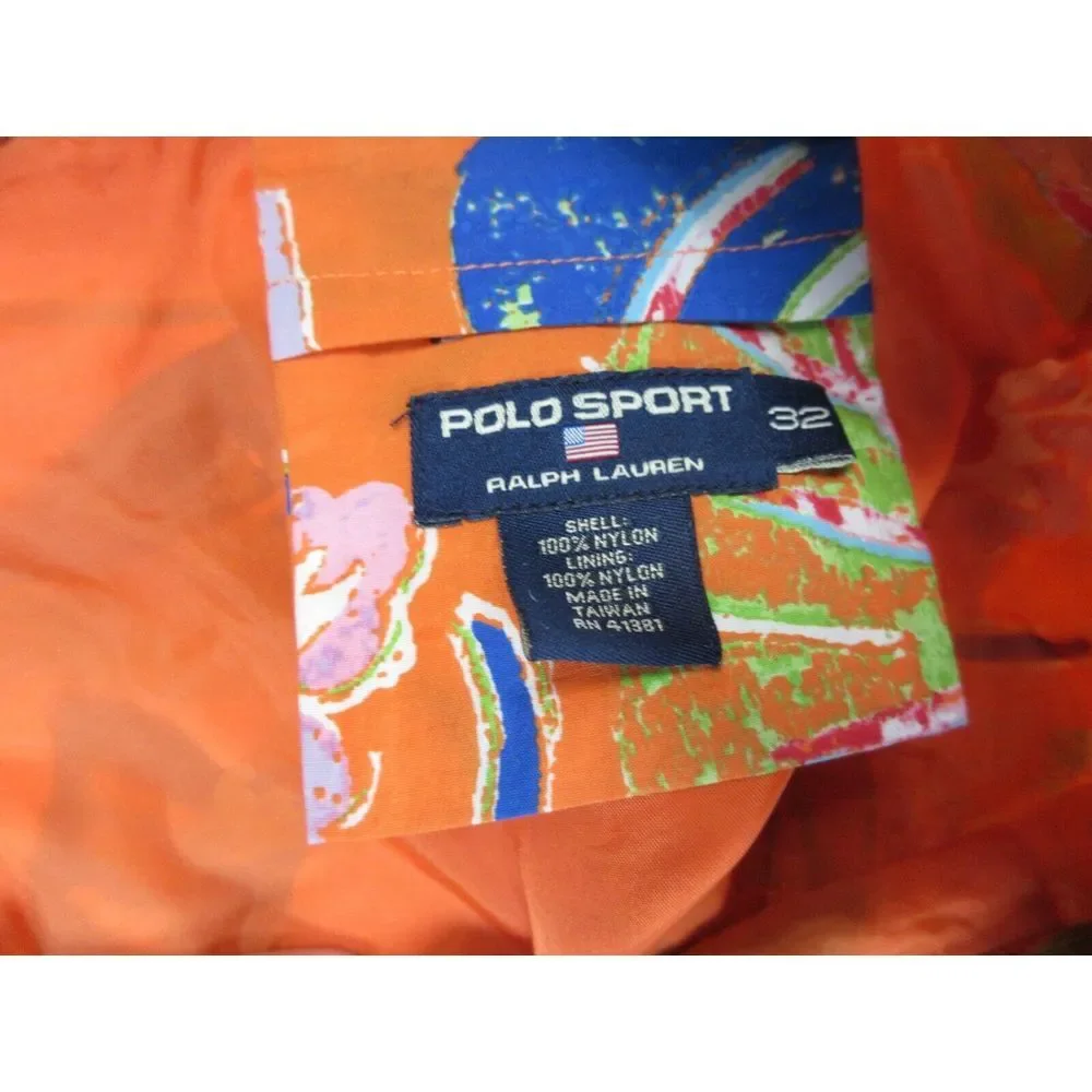 VINTAGE Polo Sport Swim Trunks Mens 32 Orange Floral Outdoors Board Shorts 32x21